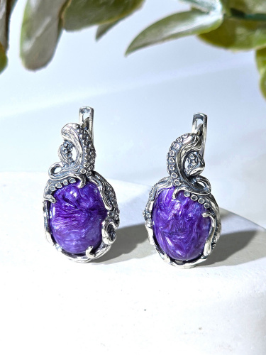Серебряные серьги ETERI с чароитом